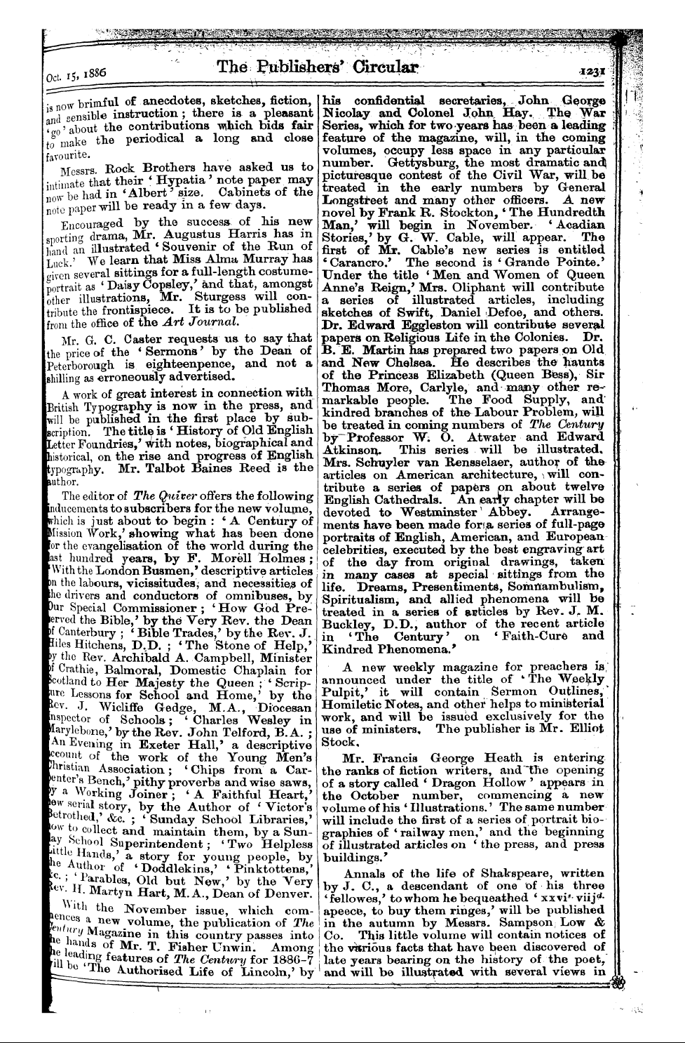 Publishers’ Circular (1880-1890): jS F Y, 1st edition: 9