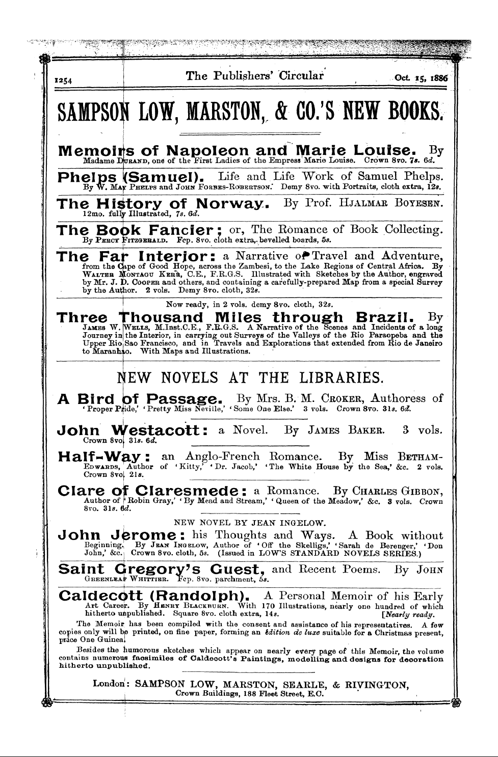 Publishers’ Circular (1880-1890): jS F Y, 1st edition: 32