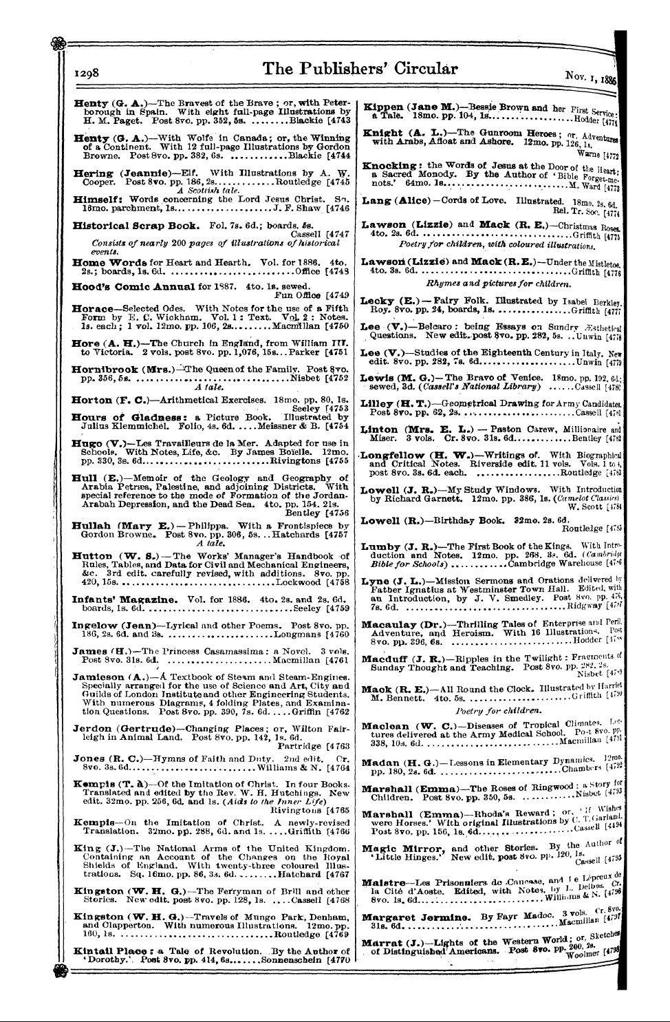 Publishers’ Circular (1880-1890): jS F Y, 1st edition: 20