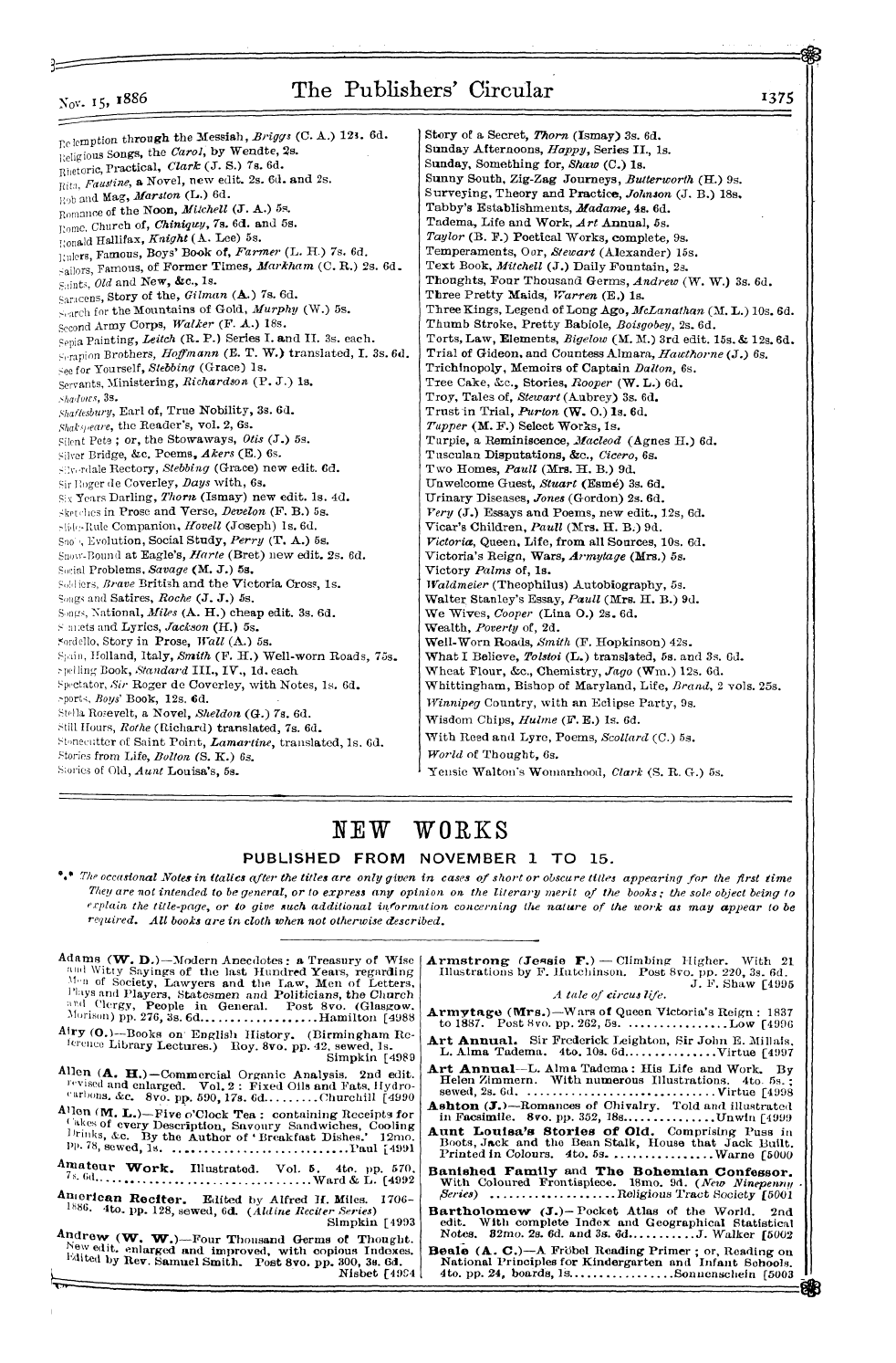 Publishers’ Circular (1880-1890): jS F Y, 1st edition - Lgg6 The Publishers' Circular I375