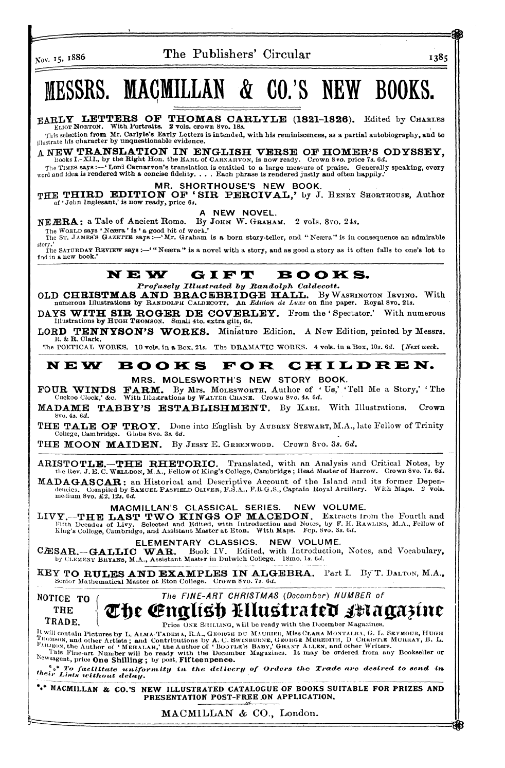 Publishers’ Circular (1880-1890): jS F Y, 1st edition - Ad02701