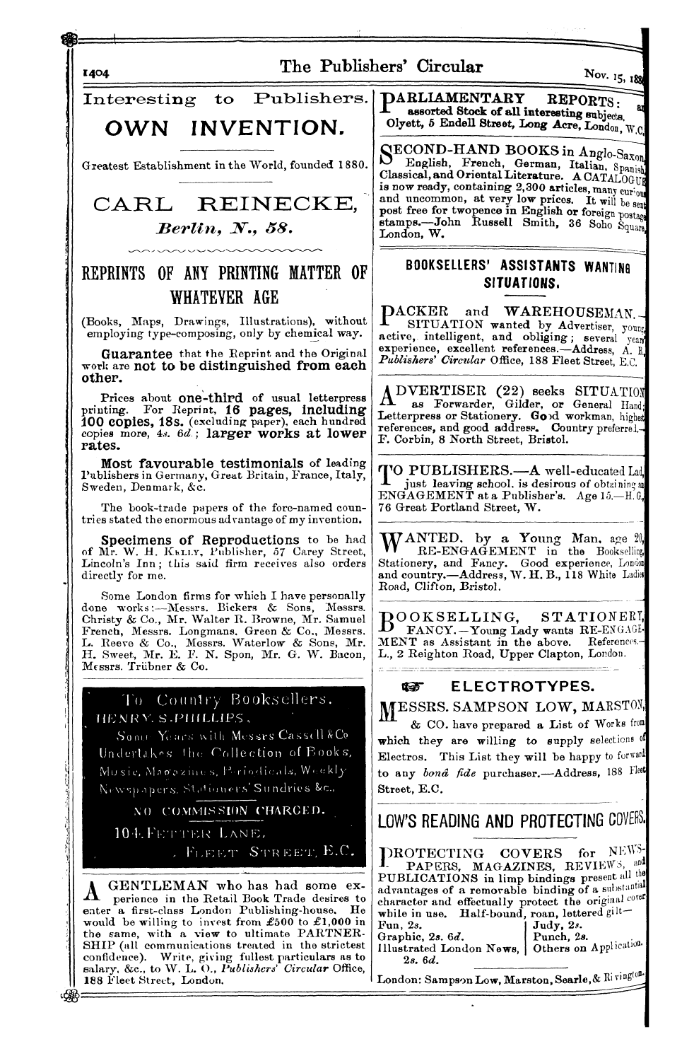 Publishers’ Circular (1880-1890): jS F Y, 1st edition - Ad04614
