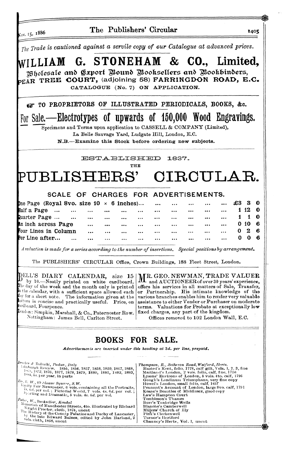 Publishers’ Circular (1880-1890): jS F Y, 1st edition - Gaa 1 W . The Publishers 1 Circular 1405