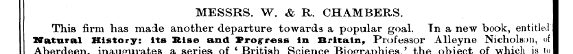 MESSRS. W. & R. CHAMBERS. Natural This f...