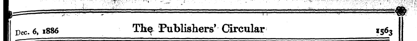 W~ ' ' ' ' i I Dec. 6,1886 Tlt§ Publishe...