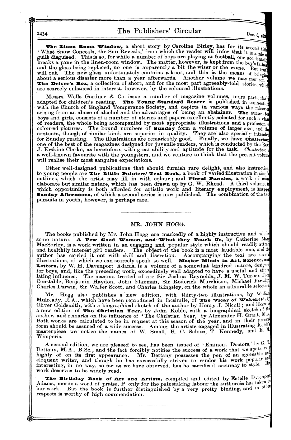 Publishers’ Circular (1880-1890): jS F Y, 1st edition - Ar02600