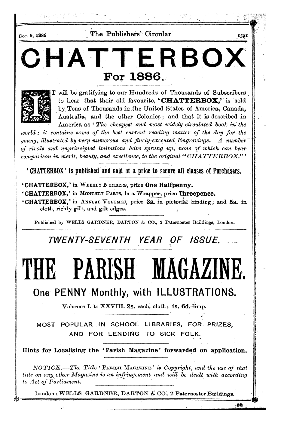 Publishers’ Circular (1880-1890): jS F Y, 1st edition - Ad30302