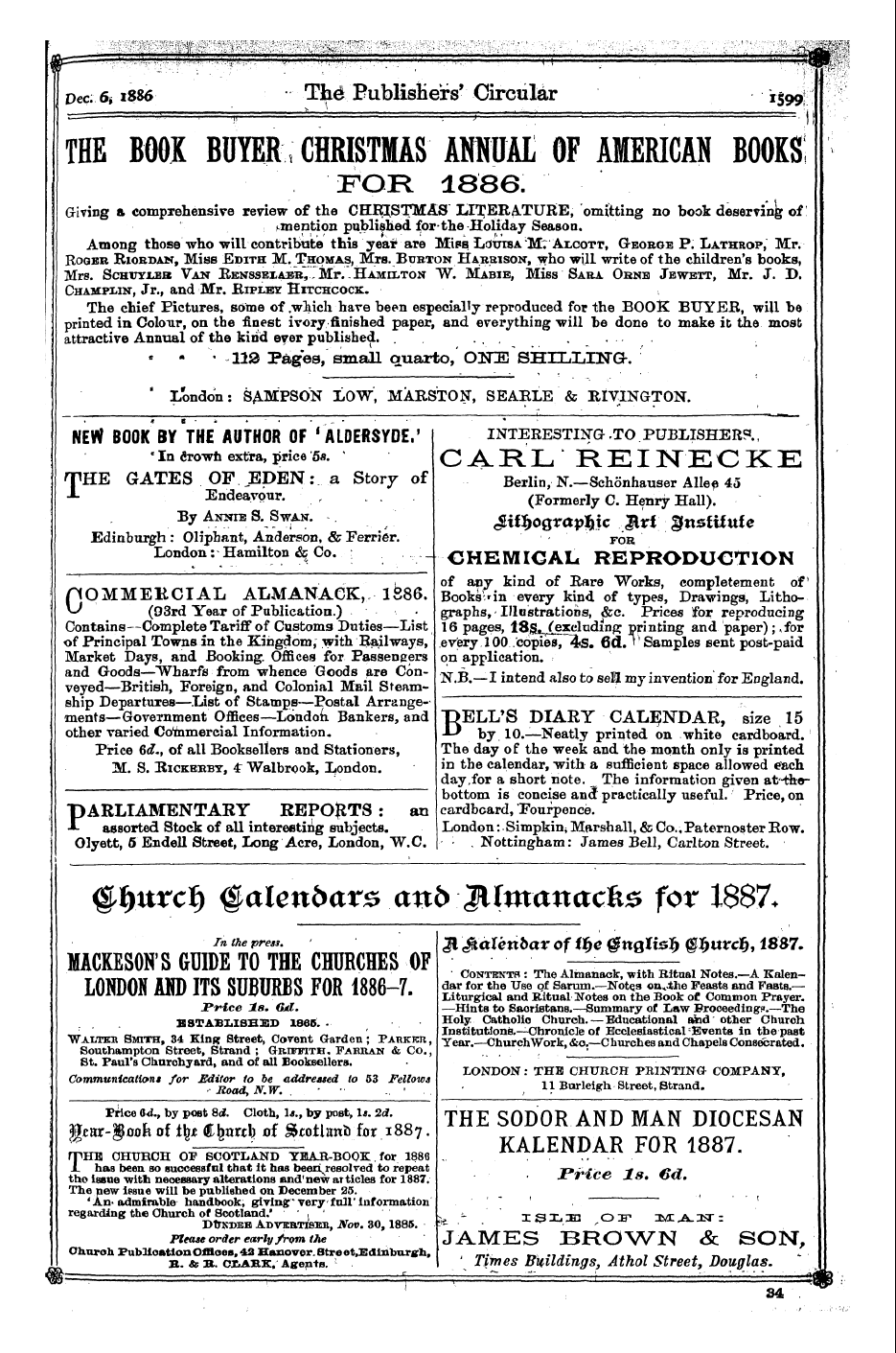 Publishers’ Circular (1880-1890): jS F Y, 1st edition - Ad31110