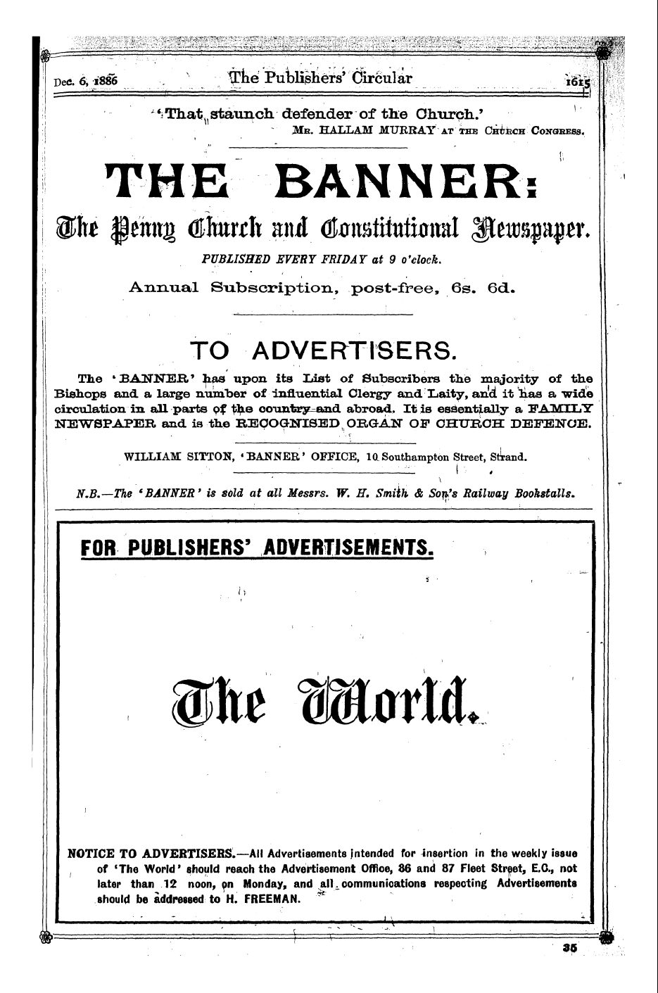Publishers’ Circular (1880-1890): jS F Y, 1st edition - Ad32701