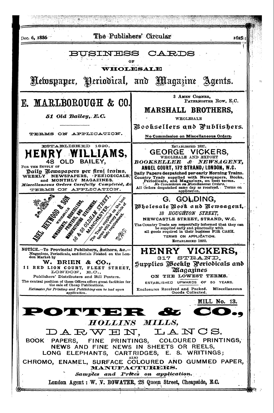 Publishers’ Circular (1880-1890): jS F Y, 1st edition - Ad33706