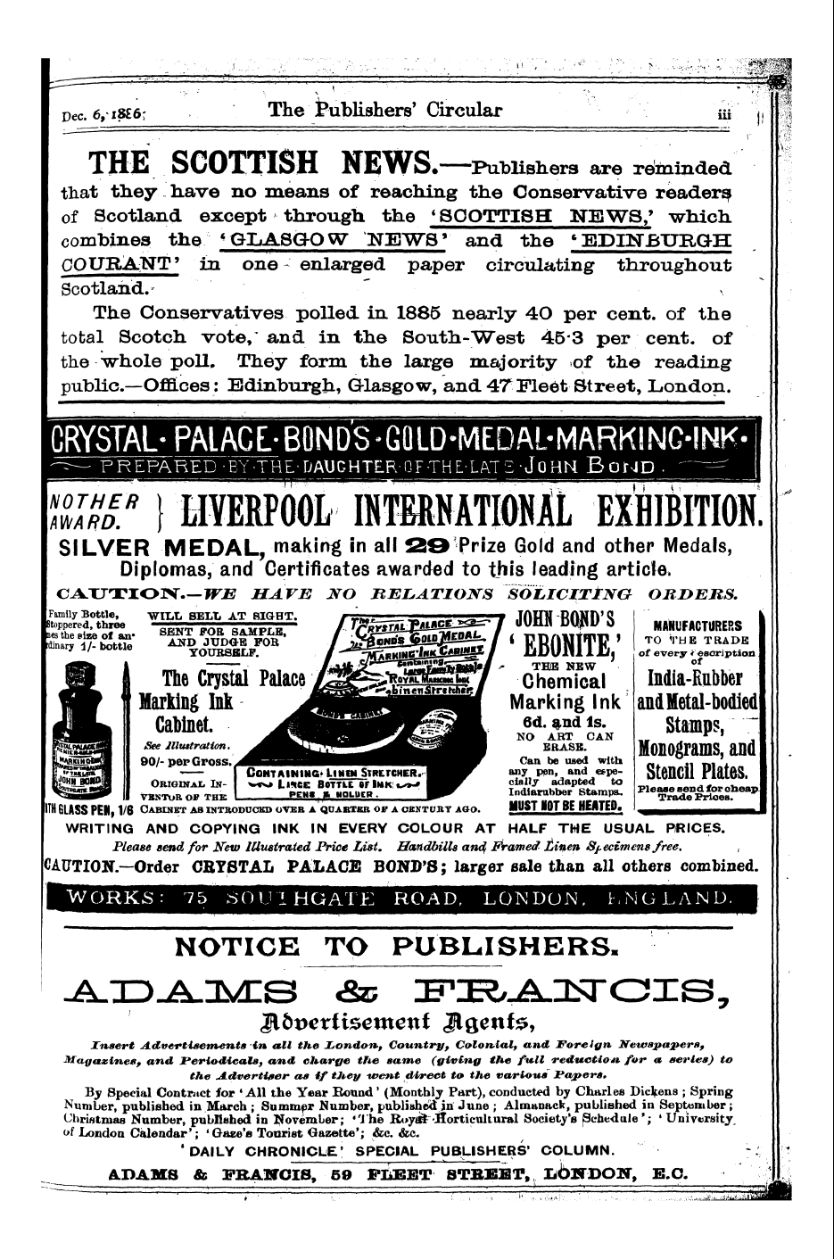 Publishers’ Circular (1880-1890): jS F Y, 1st edition - Ad35101