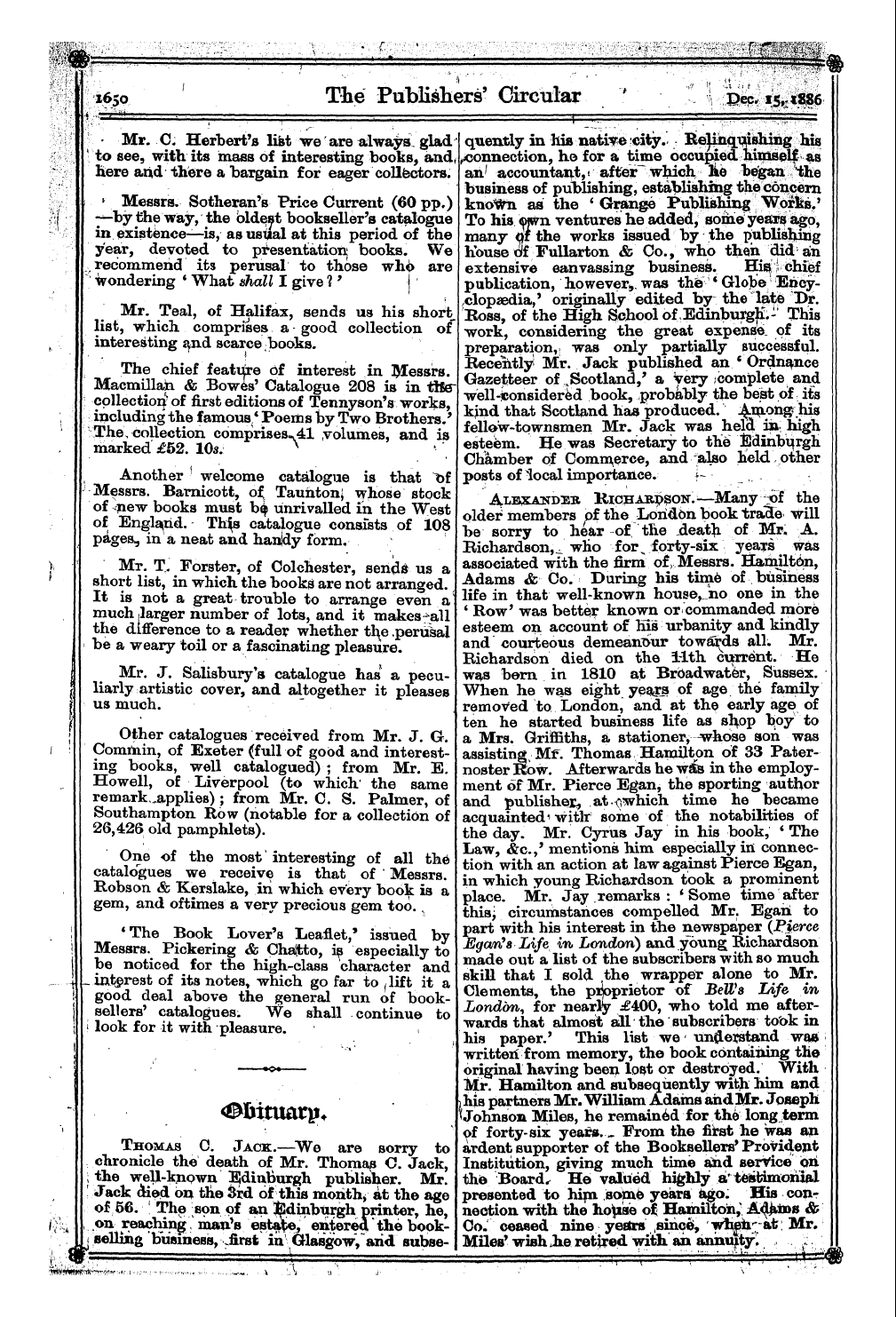 Publishers’ Circular (1880-1890): jS F Y, 1st edition: 14