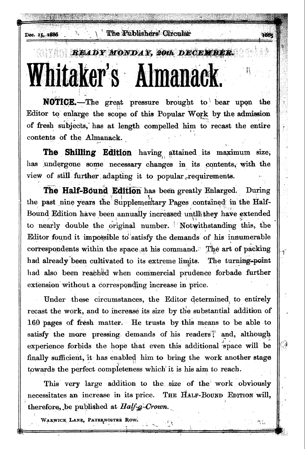 Publishers’ Circular (1880-1890): jS F Y, 1st edition: 29