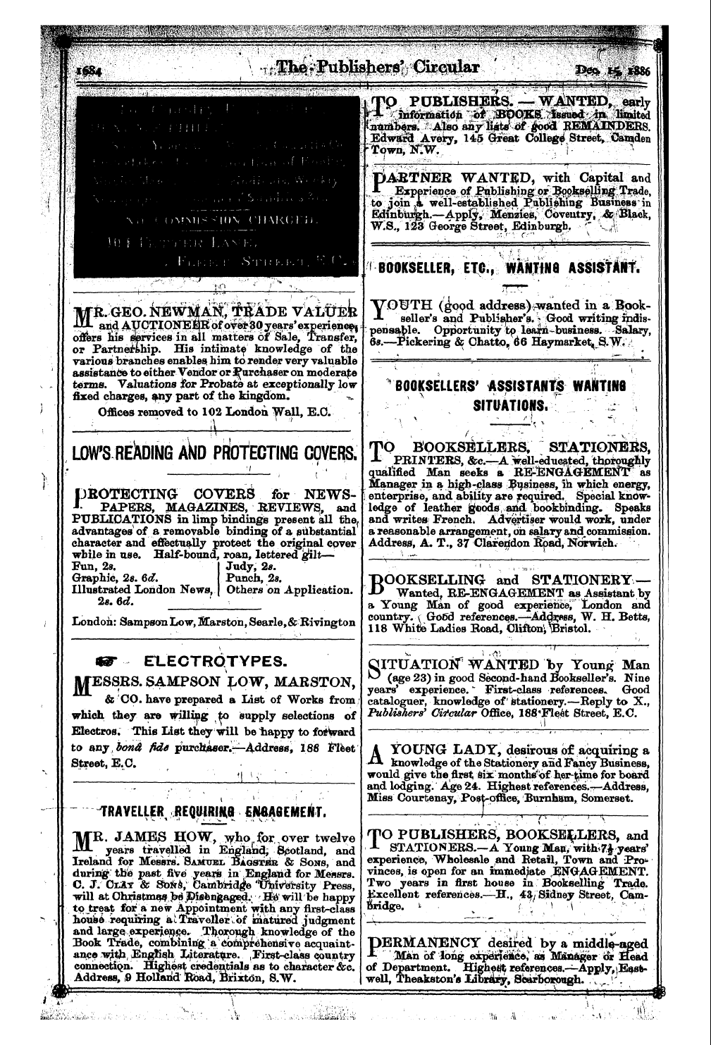Publishers’ Circular (1880-1890): jS F Y, 1st edition - Ad04816