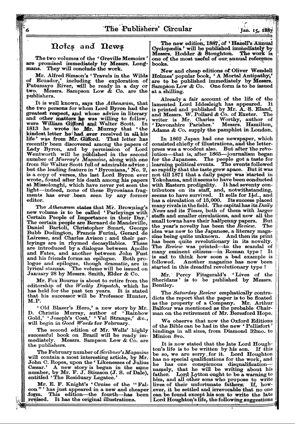 Publishers’ Circular (1880-1890): jS F Y, 1st edition - Ixofef And Uew,F