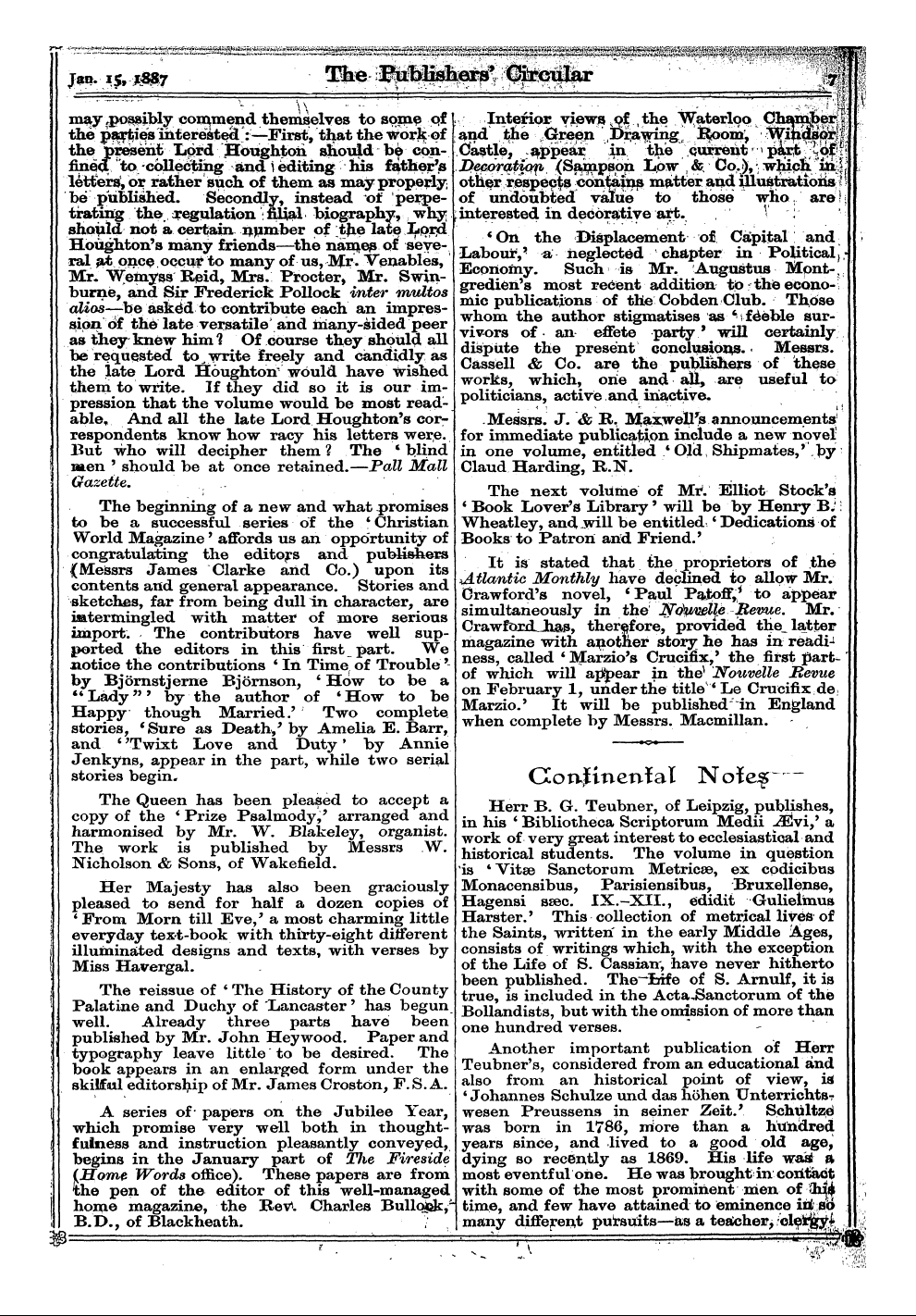 Publishers’ Circular (1880-1890): jS F Y, 1st edition - Ixofef And Uew,F