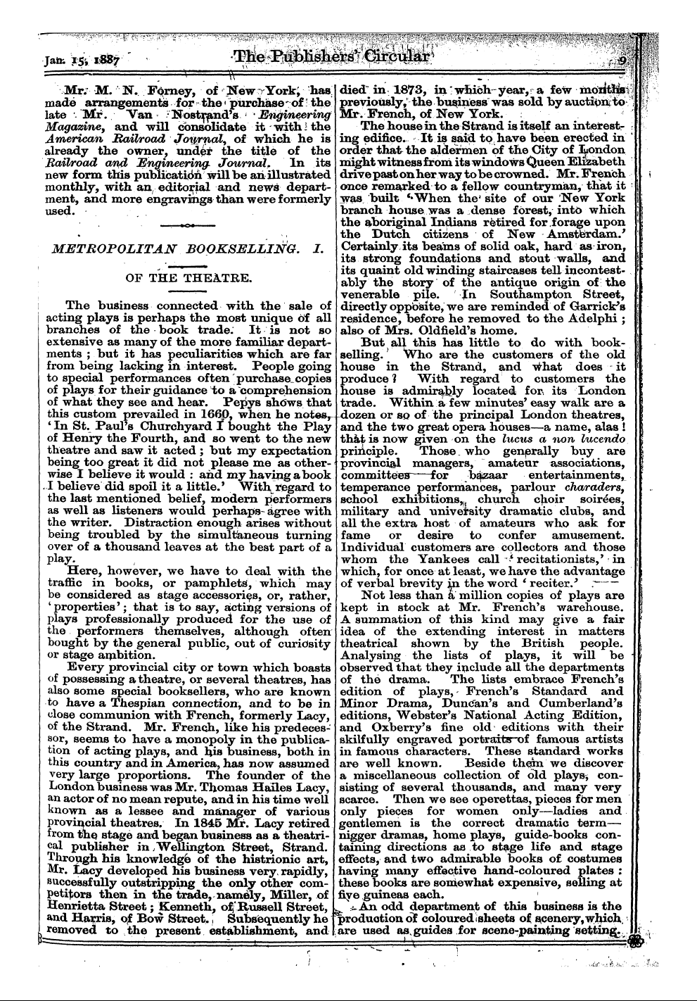 Publishers’ Circular (1880-1890): jS F Y, 1st edition: 11