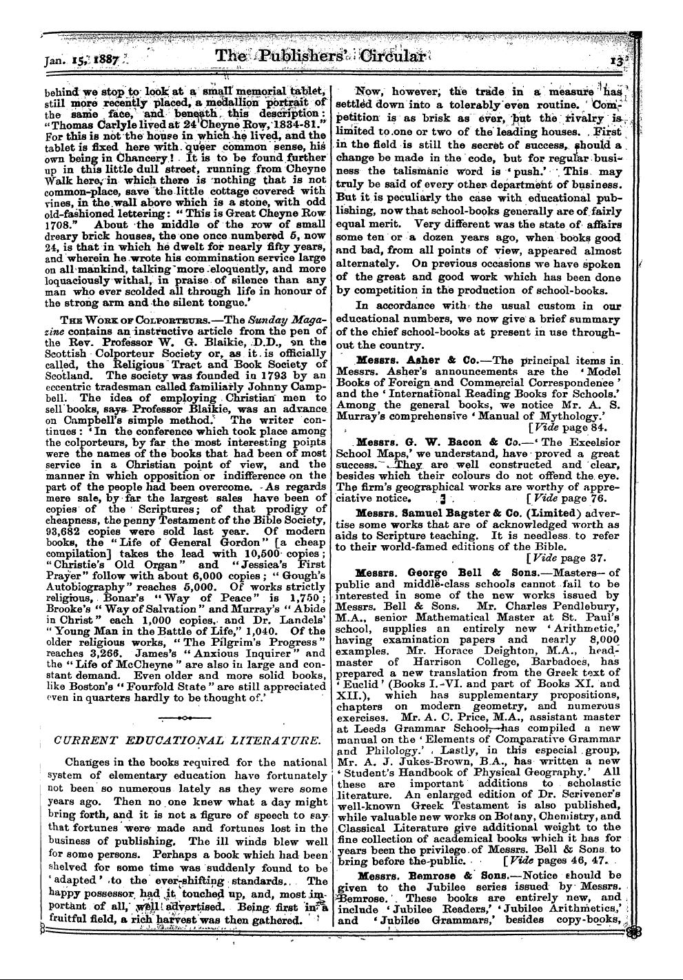 Publishers’ Circular (1880-1890): jS F Y, 1st edition - Iqi Current Educational Literature.