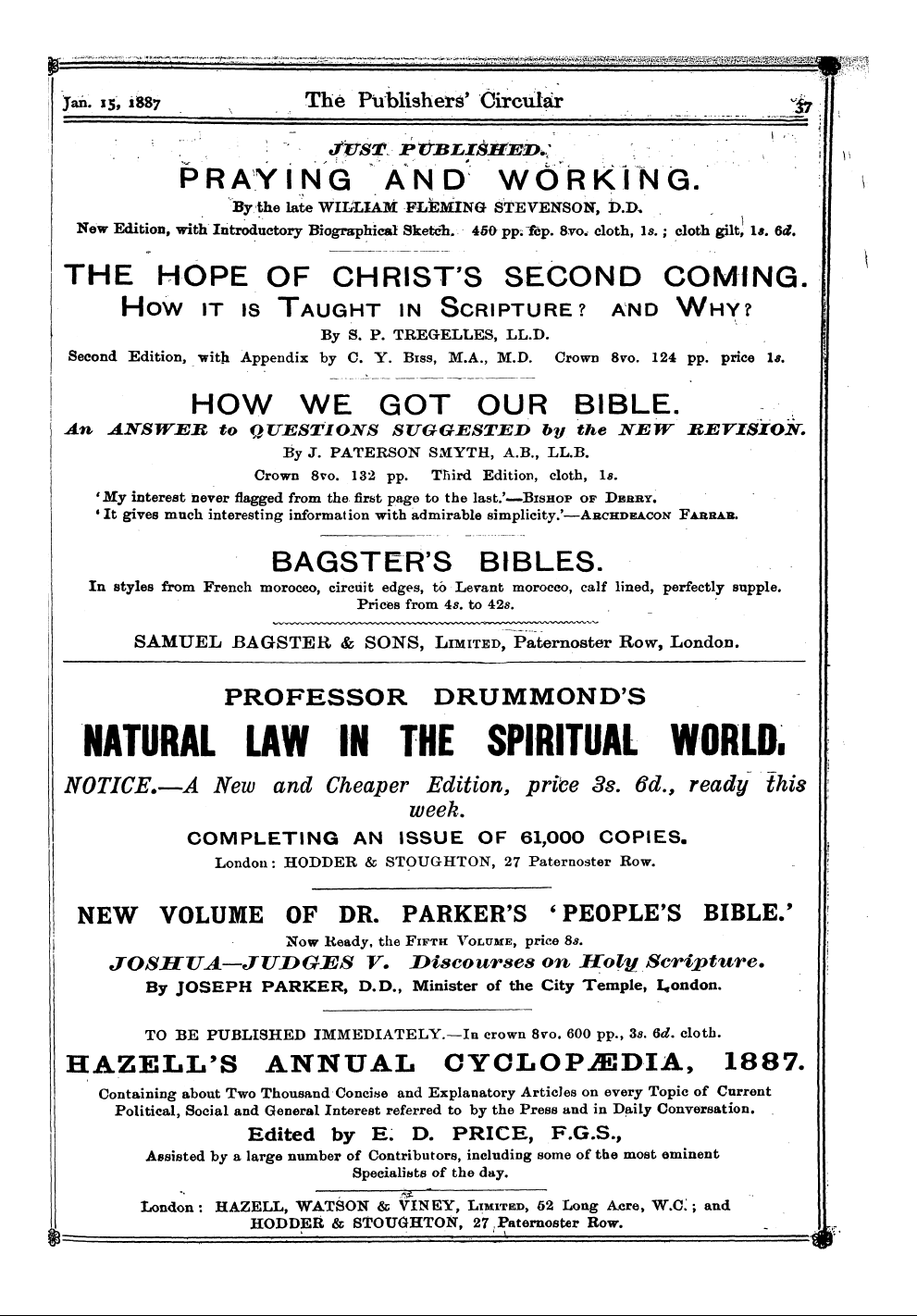 Publishers’ Circular (1880-1890): jS F Y, 1st edition - Ad03902