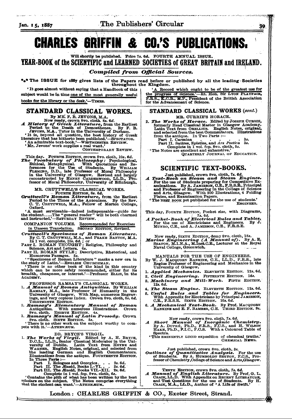 Publishers’ Circular (1880-1890): jS F Y, 1st edition - Ad04101
