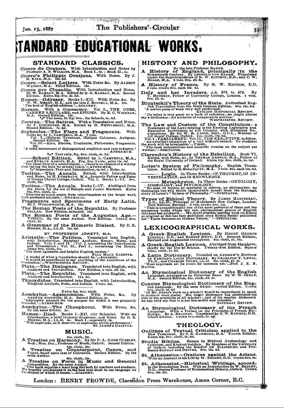 Publishers’ Circular (1880-1890): jS F Y, 1st edition - Ad05401