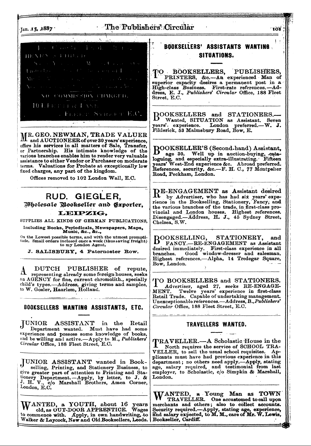 Publishers’ Circular (1880-1890): jS F Y, 1st edition - Ad10315