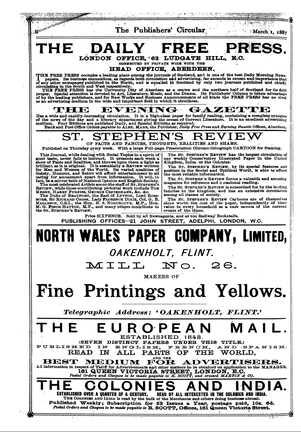 Publishers’ Circular (1880-1890): jS F Y, 1st edition: 2