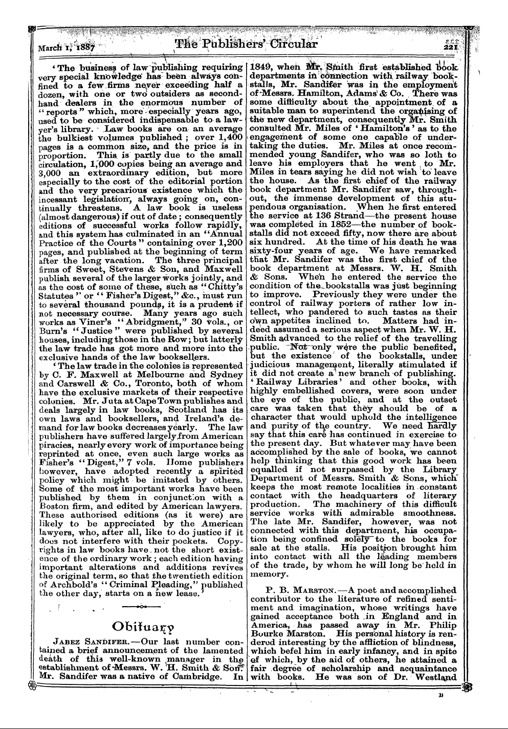 Publishers’ Circular (1880-1890): jS F Y, 1st edition - Metropolitan Bookselling. Ii. Of The Law...