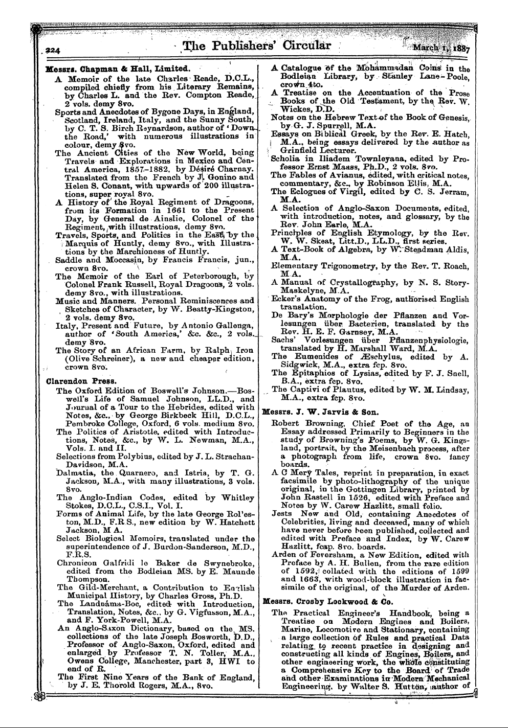 Publishers’ Circular (1880-1890): jS F Y, 1st edition: 14