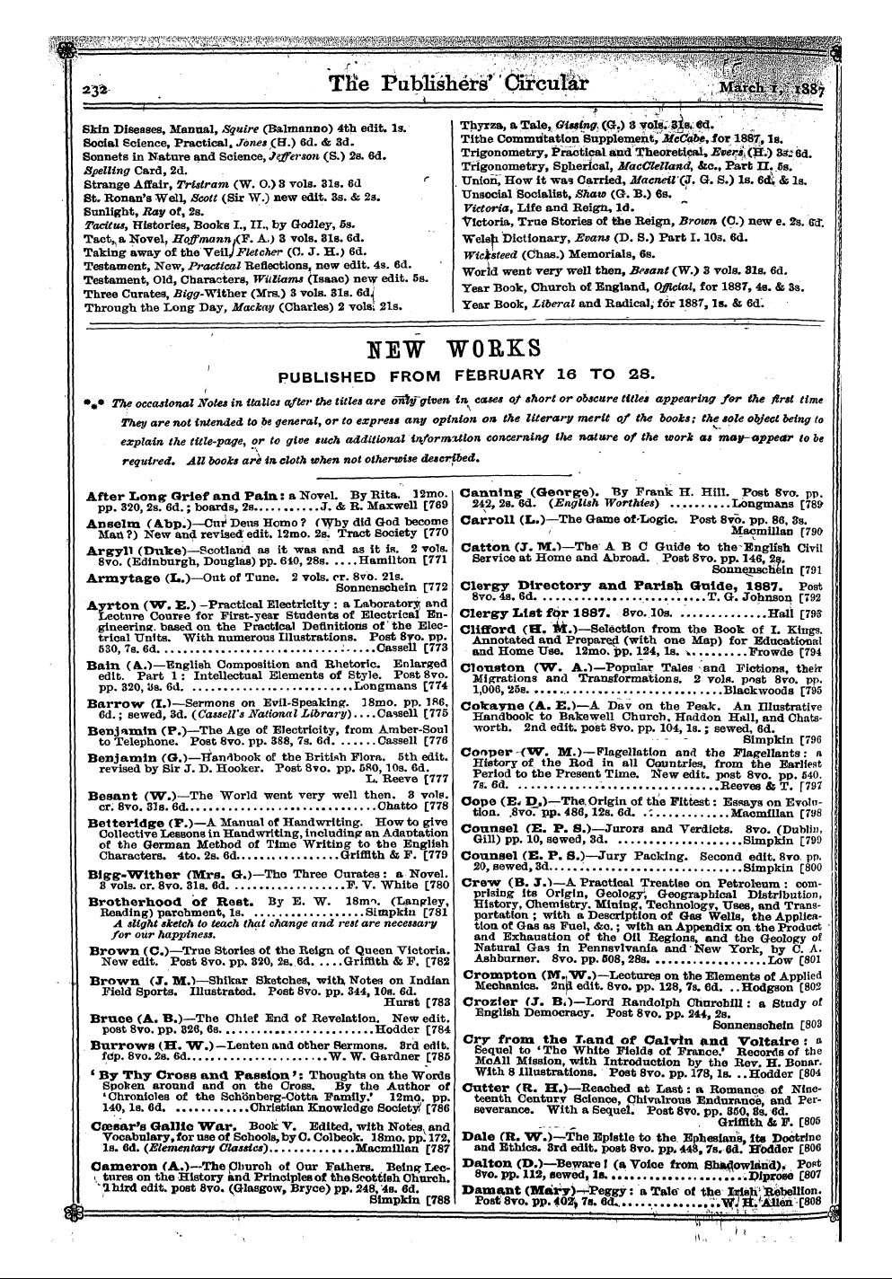 Publishers’ Circular (1880-1890): jS F Y, 1st edition: 22