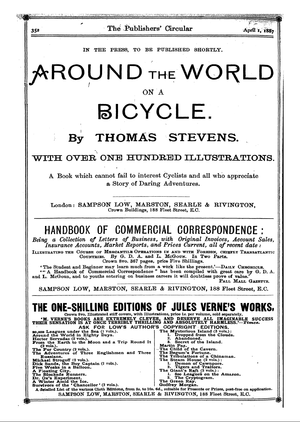 Publishers’ Circular (1880-1890): jS F Y, 1st edition - Ad03002