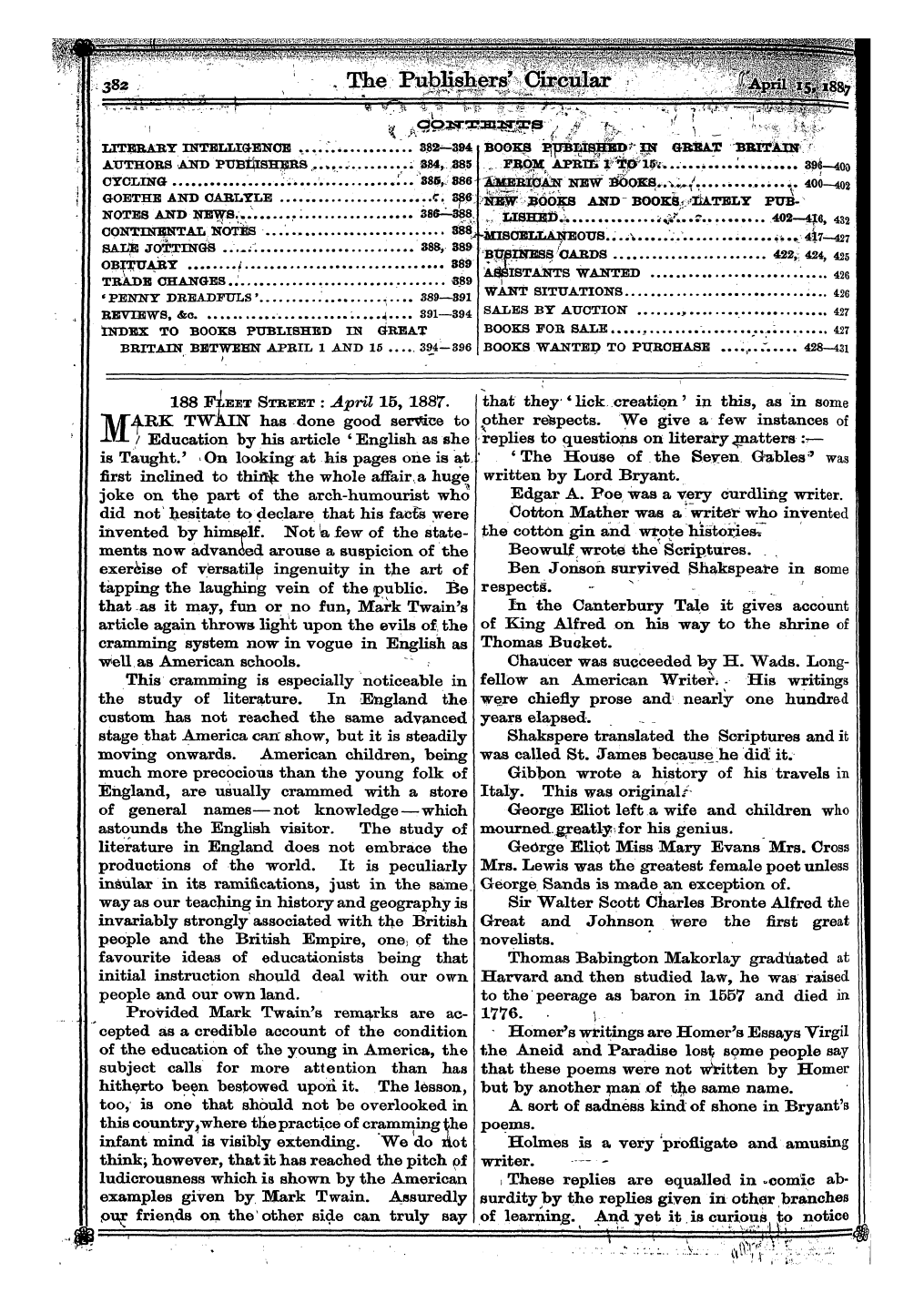 Publishers’ Circular (1880-1890): jS F Y, 1st edition: 4