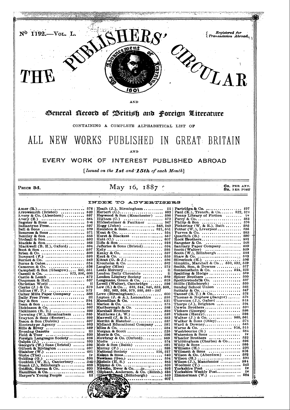 Publishers’ Circular (1880-1890): jS F Y, 1st edition - Hst3d33:^ To -A- Xs Trieie&Rmsiel^S