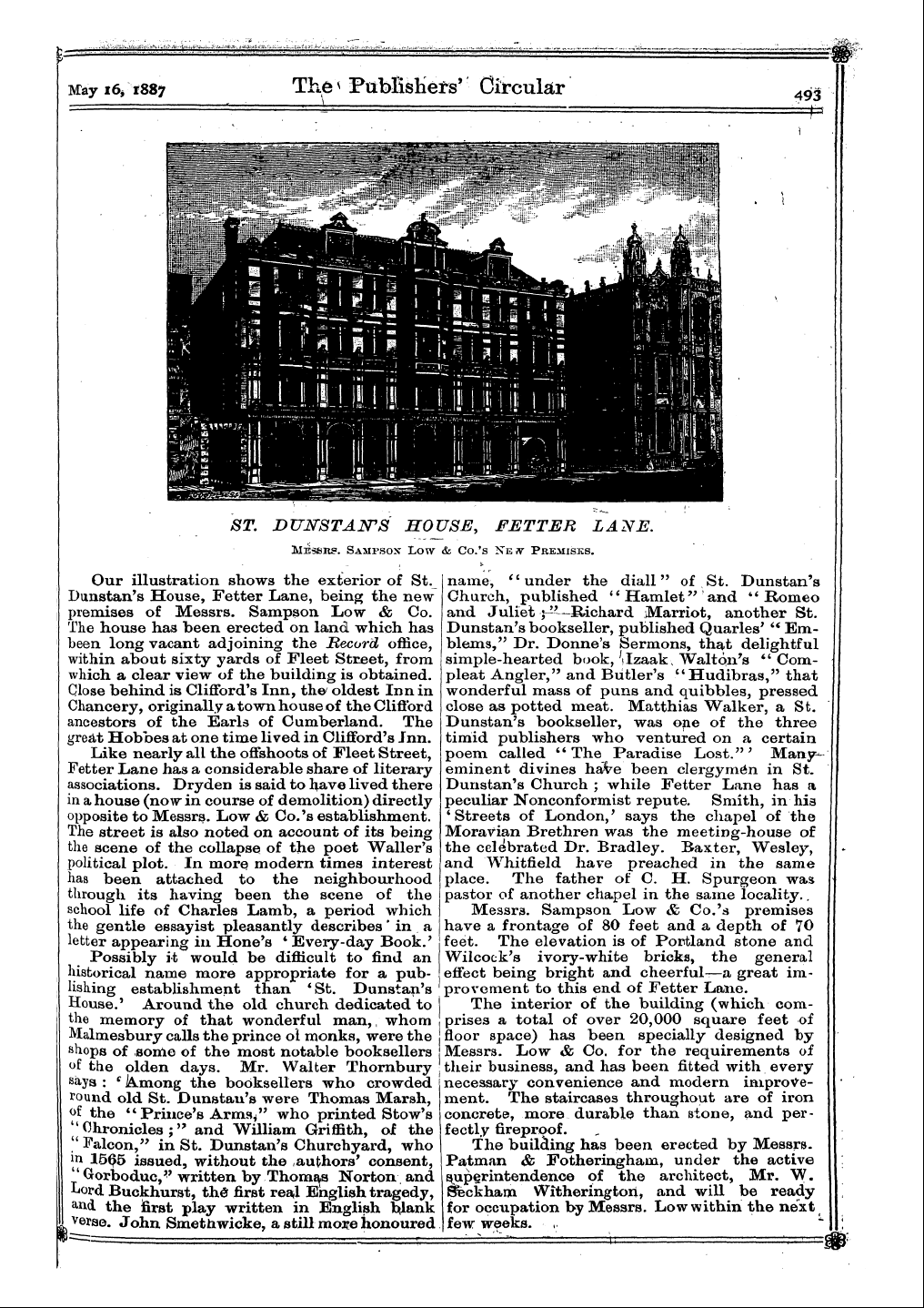 Publishers’ Circular (1880-1890): jS F Y, 1st edition - ¦ - . I ; St. Dunstajsts House, Fetter L...