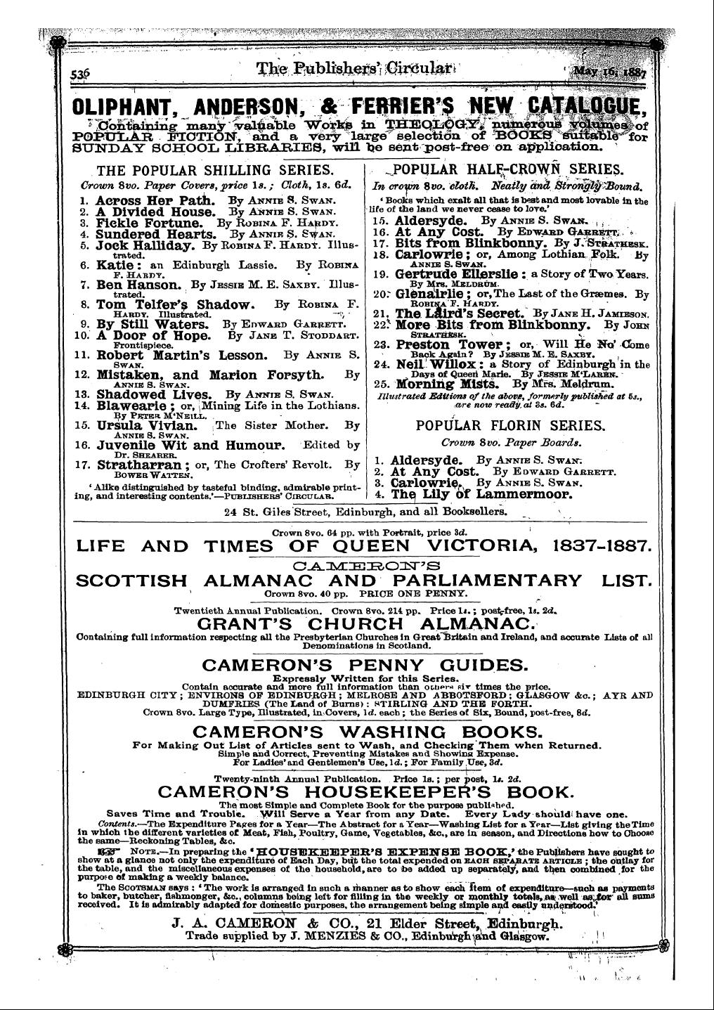 Publishers’ Circular (1880-1890): jS F Y, 1st edition: 50