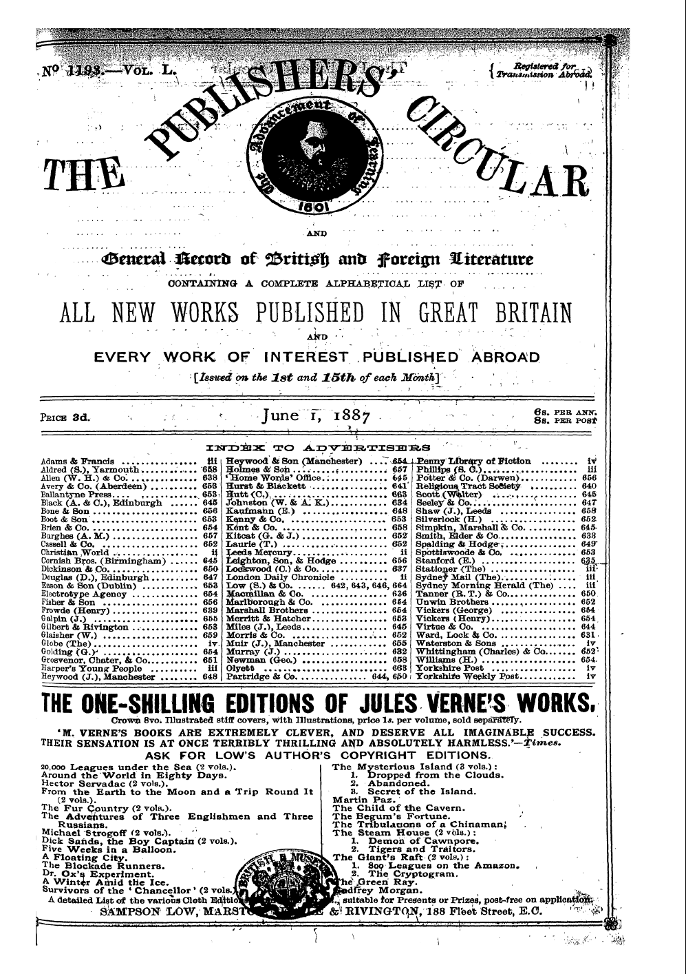 Publishers’ Circular (1880-1890): jS F Y, 1st edition - Pc00305