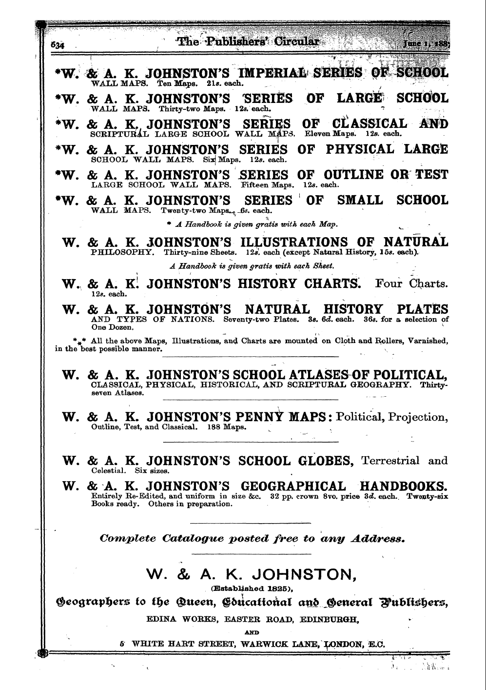 Publishers’ Circular (1880-1890): jS F Y, 1st edition - Ad02801