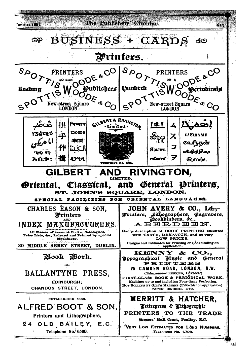 Publishers’ Circular (1880-1890): jS F Y, 1st edition - Ad04708