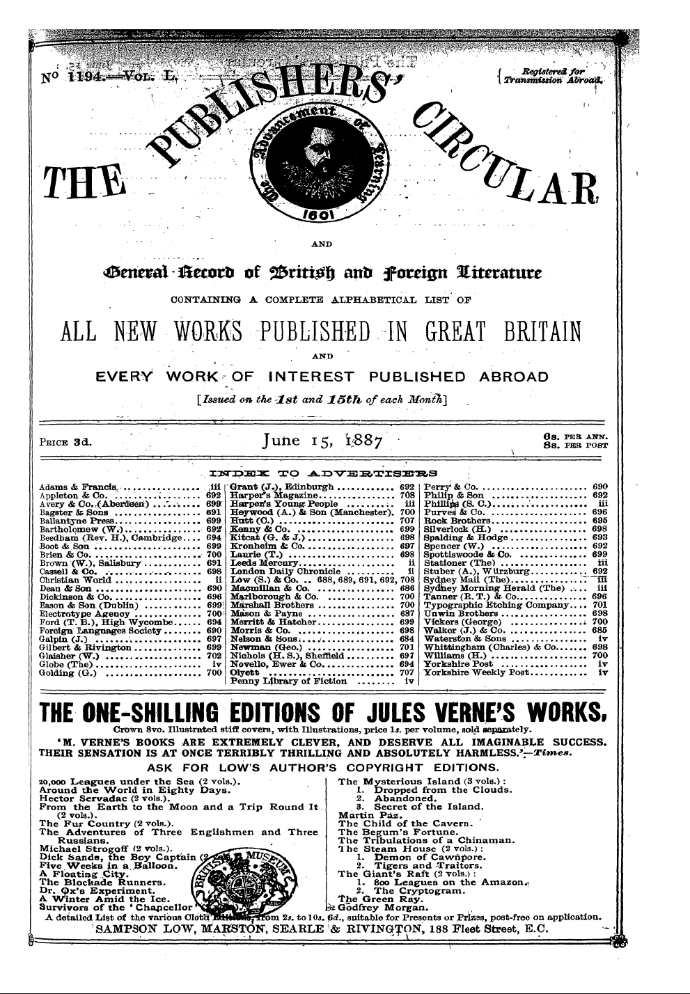 Publishers’ Circular (1880-1890): jS F Y, 1st edition - Pc00305