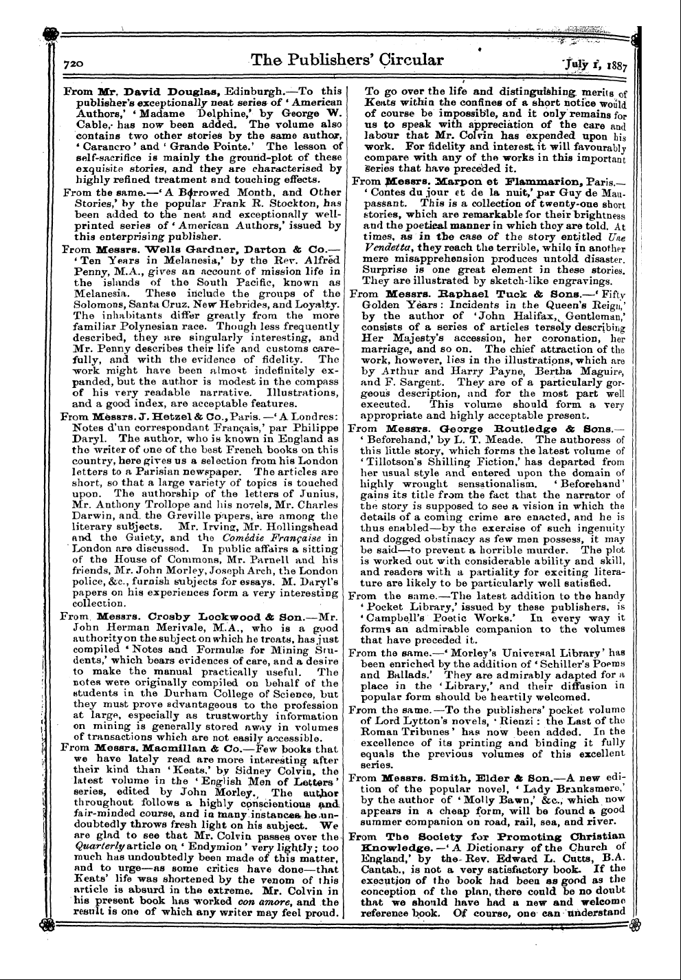 Publishers’ Circular (1880-1890): jS F Y, 1st edition - ¦Mk B-»B»«»B»----^--B-----J-------^----*...