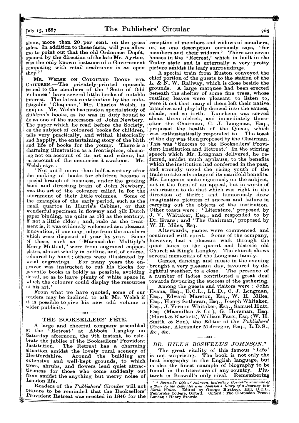 Publishers’ Circular (1880-1890): jS F Y, 1st edition - Ar00700