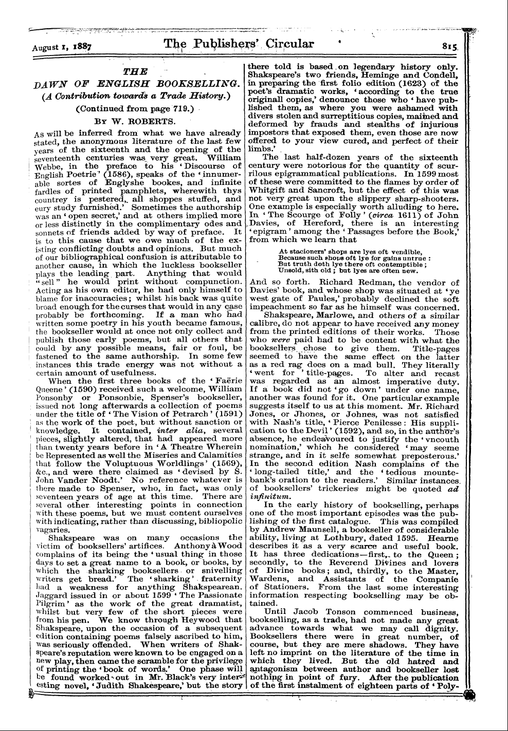 Publishers’ Circular (1880-1890): jS F Y, 1st edition: 13