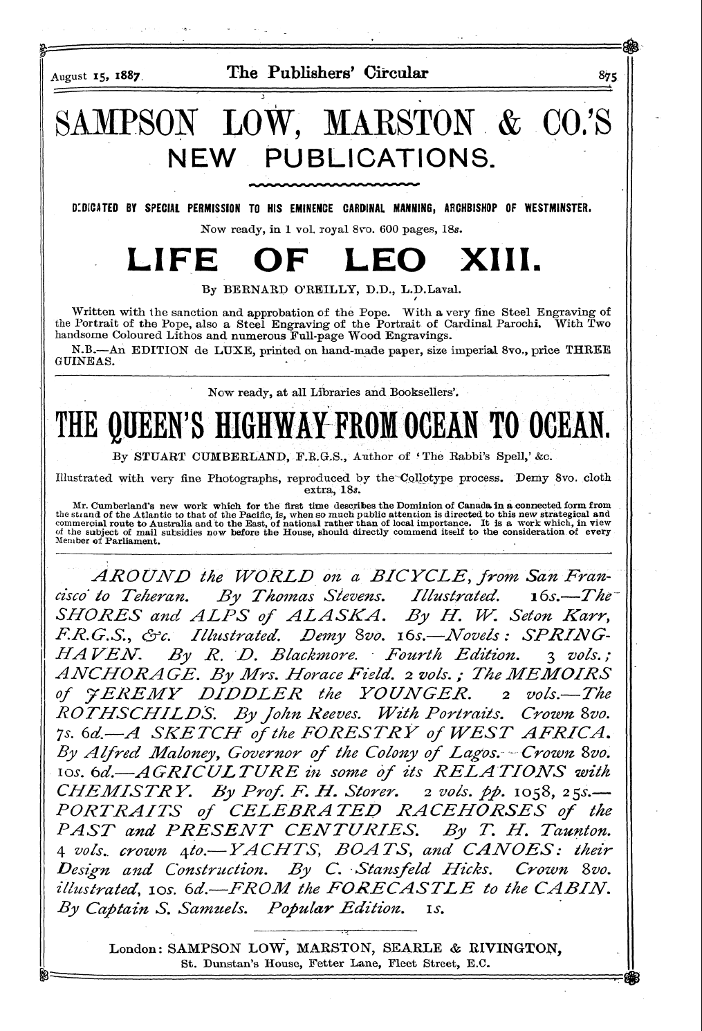 Publishers’ Circular (1880-1890): jS F Y, 1st edition: 25