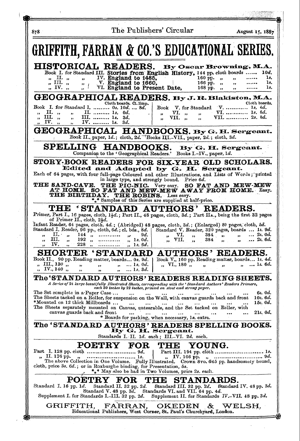 Publishers’ Circular (1880-1890): jS F Y, 1st edition: 28