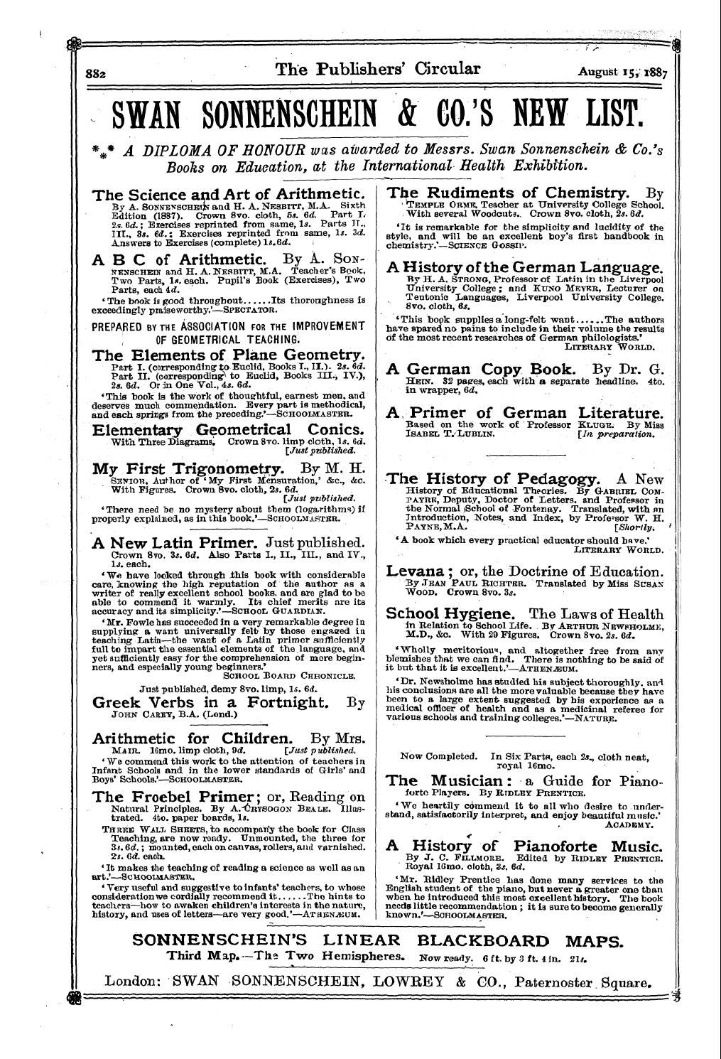 Publishers’ Circular (1880-1890): jS F Y, 1st edition - Ad03200