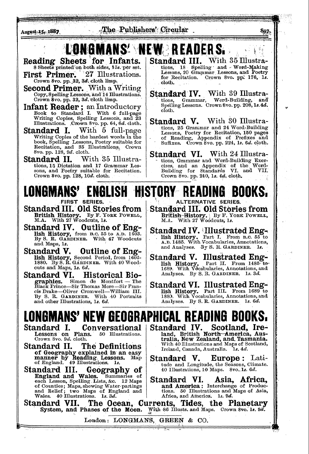 Publishers’ Circular (1880-1890): jS F Y, 1st edition - Ad04700