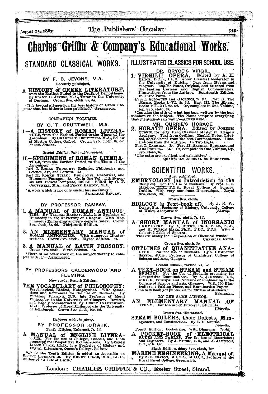 Publishers’ Circular (1880-1890): jS F Y, 1st edition - Ad06100