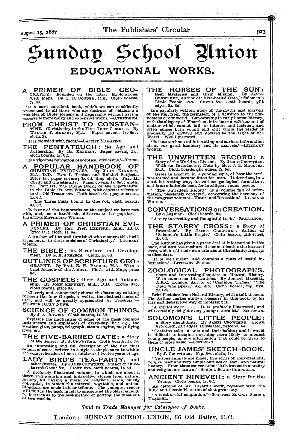 Publishers’ Circular (1880-1890): jS F Y, 1st edition - Ad07300