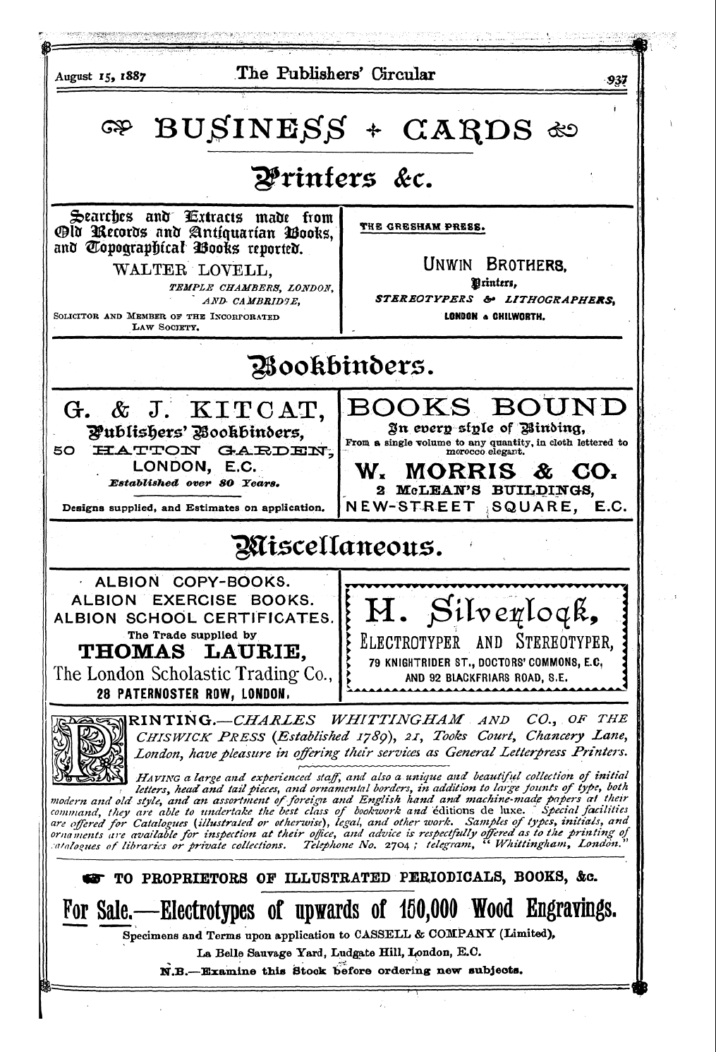 Publishers’ Circular (1880-1890): jS F Y, 1st edition: 87