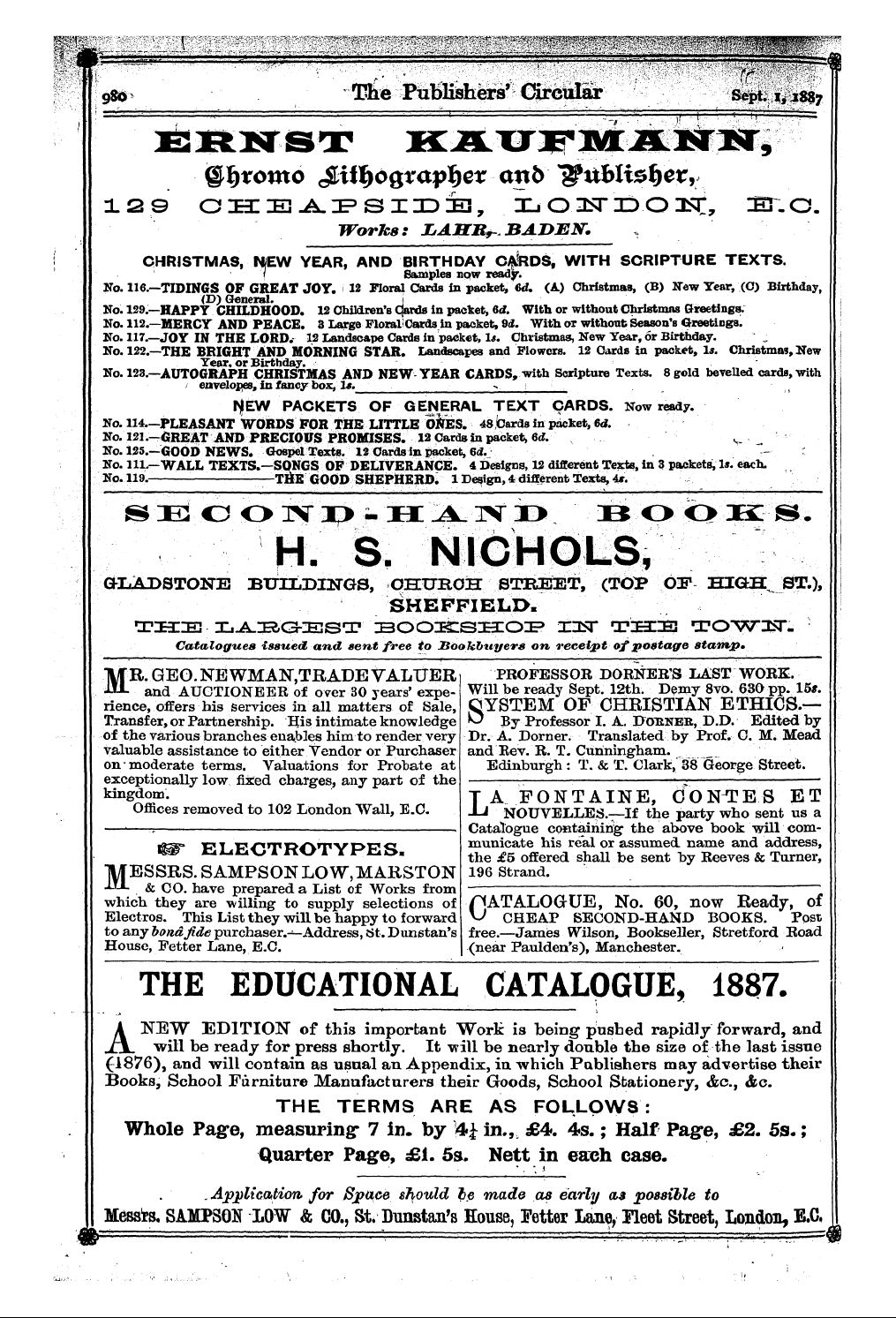 Publishers’ Circular (1880-1890): jS F Y, 1st edition - Ad03806